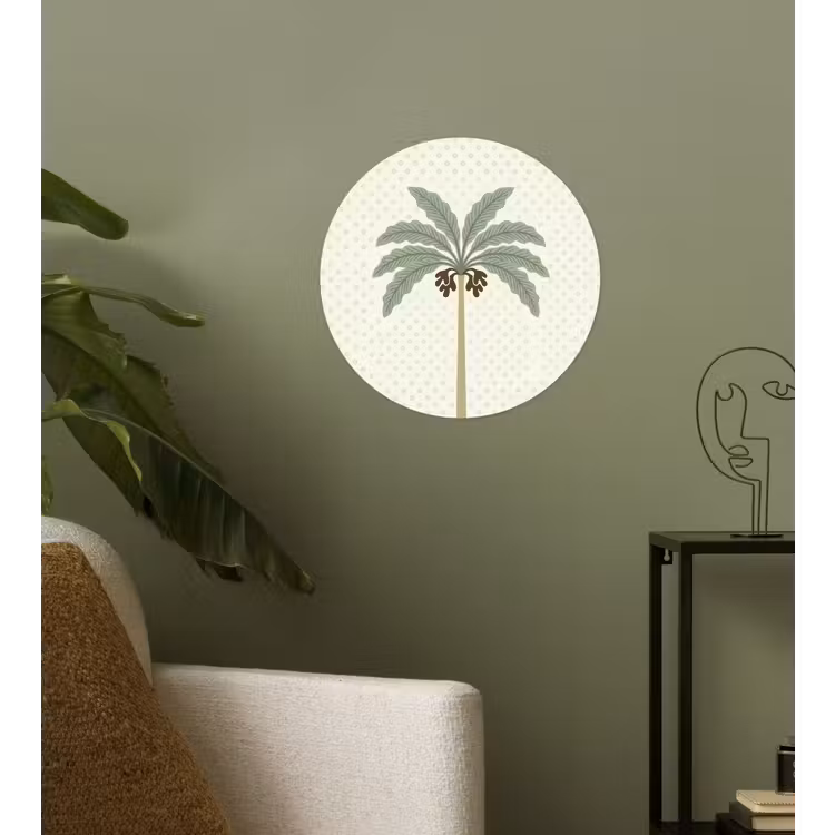 Boom - Bladeren - Groen - Decoratief - Beige Wandcirkel behangsticker klein -sfeer2