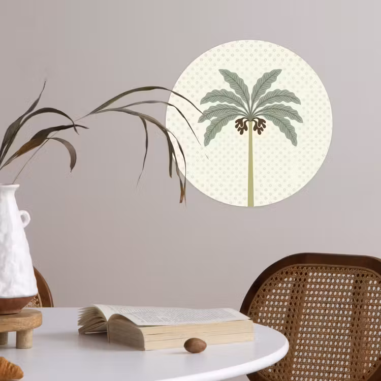 Boom - Bladeren - Groen - Decoratief - Beige Wandcirkel behangsticker klein -sfeer3