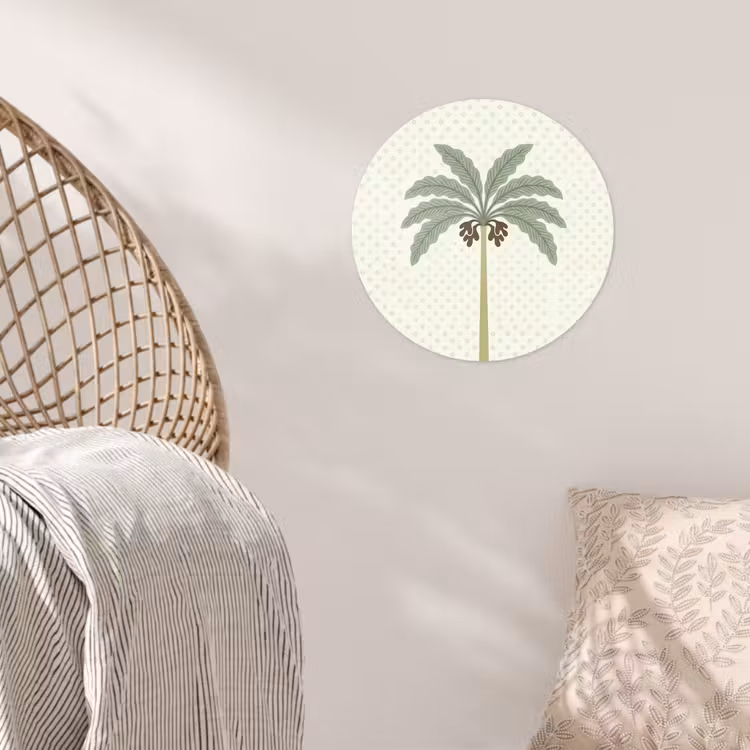 Boom - Bladeren - Groen - Decoratief - Beige Wandcirkel behangsticker klein -sfeer4