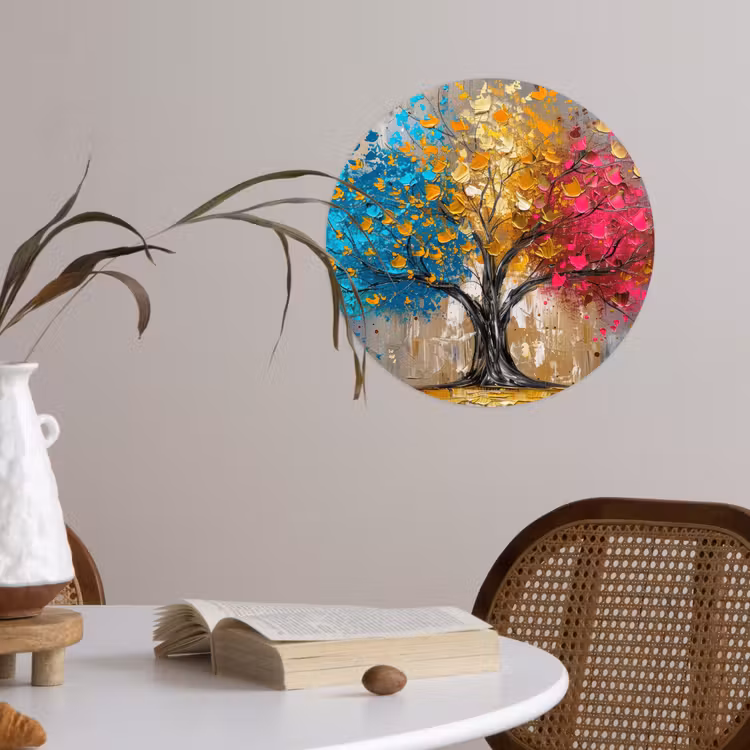 Boom - Kleurrijk - Grijs - Modern Wandcirkel behangsticker klein -sfeer3