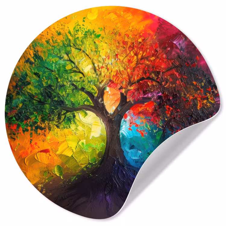 Boom - Kleurrijk - Modern - Abstract Wandcirkel behangsticker klein -3d