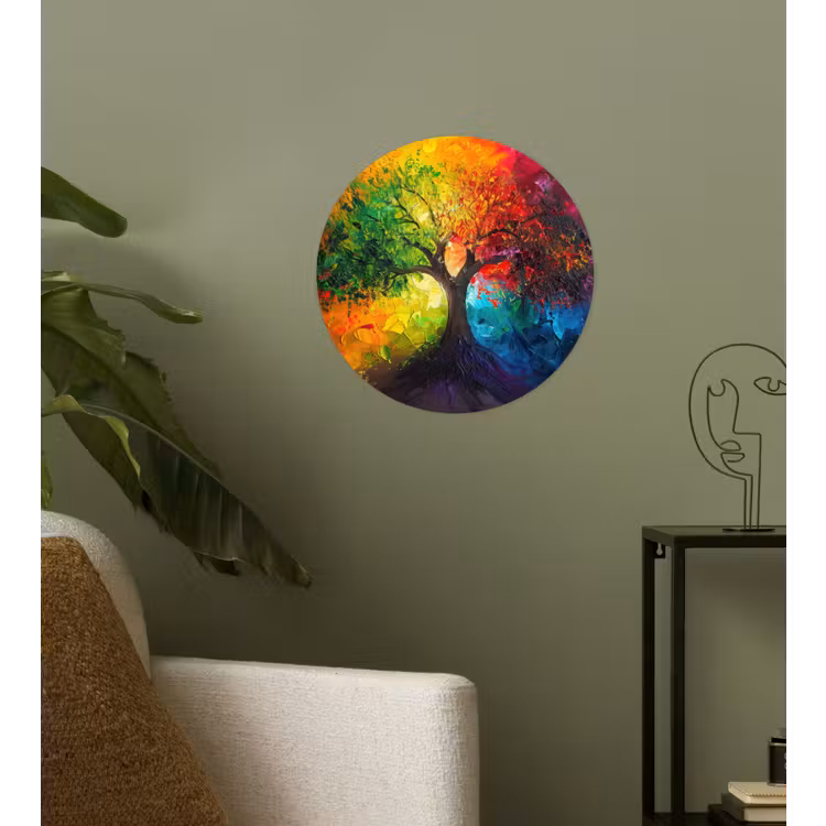 Boom - Kleurrijk - Modern - Abstract Wandcirkel behangsticker klein -sfeer2