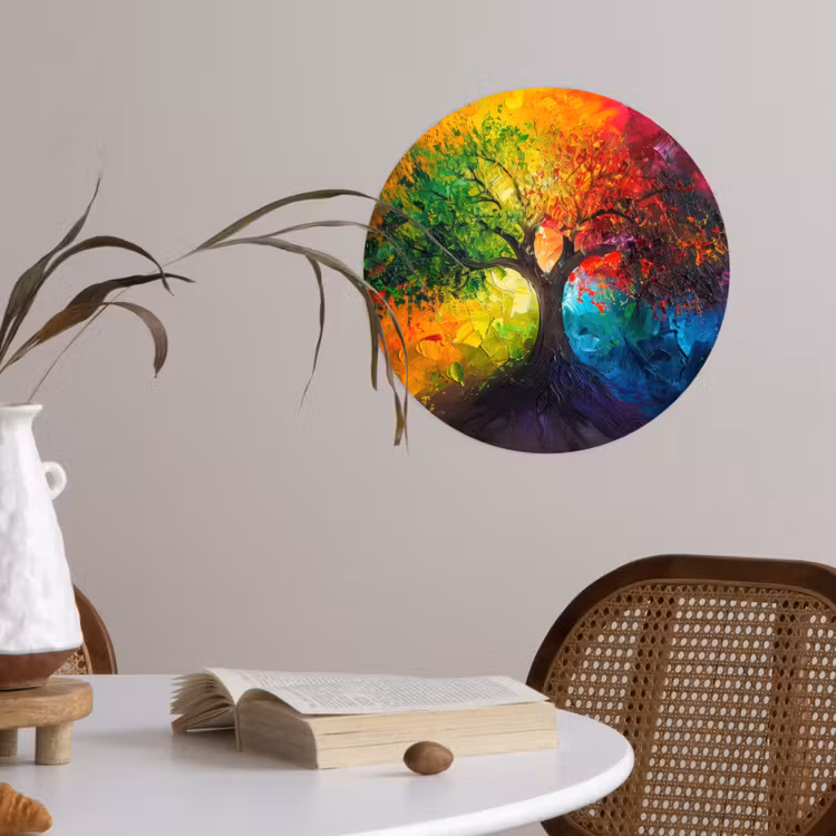 Boom - Kleurrijk - Modern - Abstract Wandcirkel behangsticker klein -sfeer3