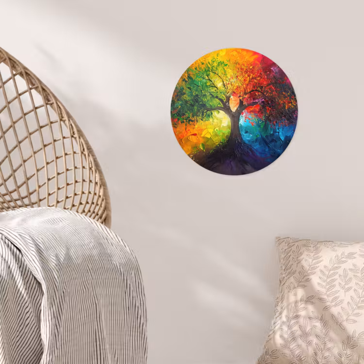 Boom - Kleurrijk - Modern - Abstract Wandcirkel behangsticker klein -sfeer4