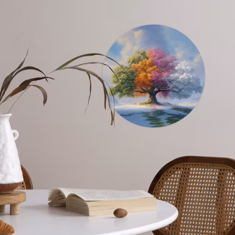 Boom - Seizoenen - Winter - Landschap Wandcirkel behangsticker klein -sfeer3