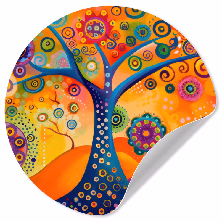 Boom - Levensboom - Abstract - Kleurrijk Wandcirkel behangsticker klein -3d