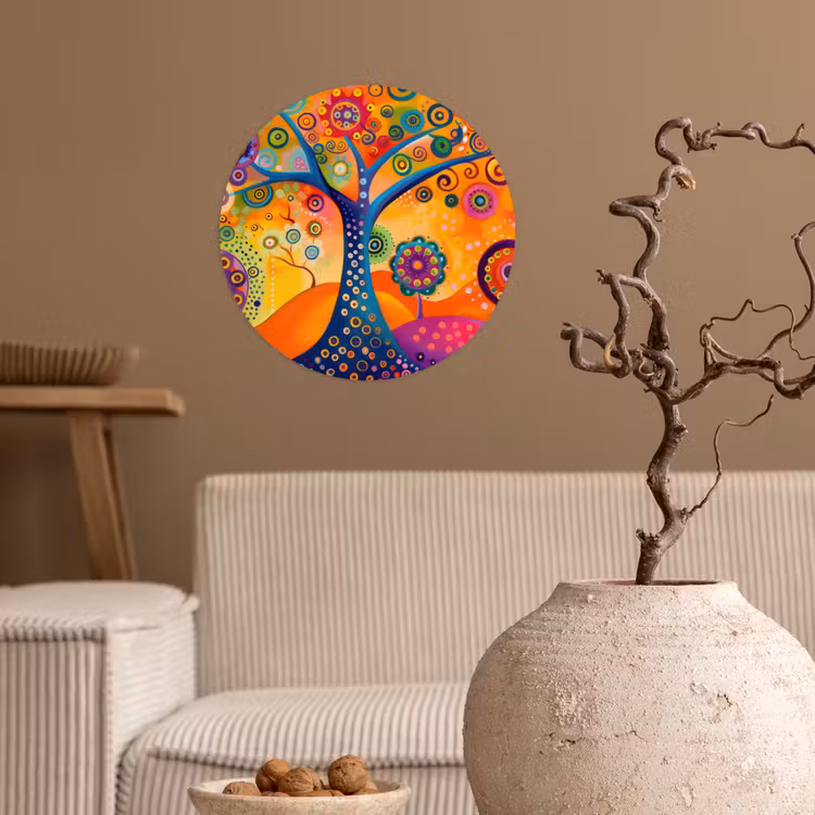 Boom - Levensboom - Abstract - Kleurrijk Wandcirkel behangsticker klein -sfeer1