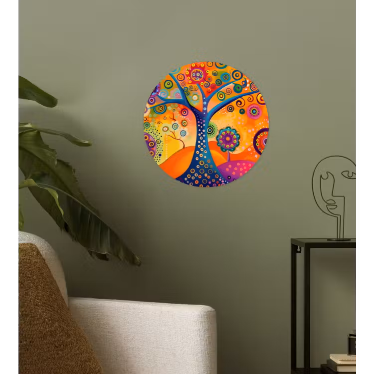 Boom - Levensboom - Abstract - Kleurrijk Wandcirkel behangsticker klein -sfeer2