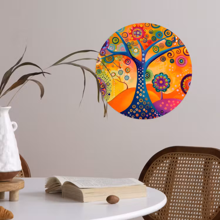 Boom - Levensboom - Abstract - Kleurrijk Wandcirkel behangsticker klein -sfeer3