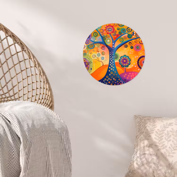 Boom - Levensboom - Abstract - Kleurrijk Wandcirkel behangsticker klein -sfeer4