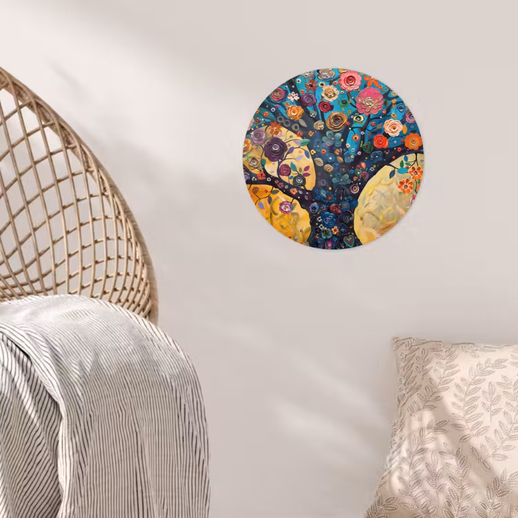 Boom - Levensboom - Kleurrijk - Bloemen - Modern Wandcirkel behangsticker klein -sfeer4