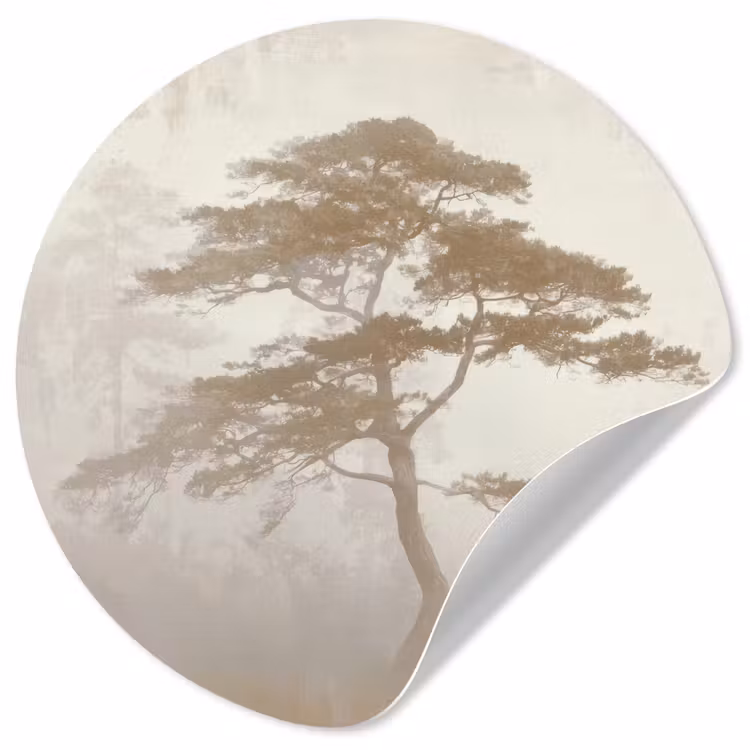 Boom - Oosterse stijl - Landschap Wandcirkel behangsticker klein -3d