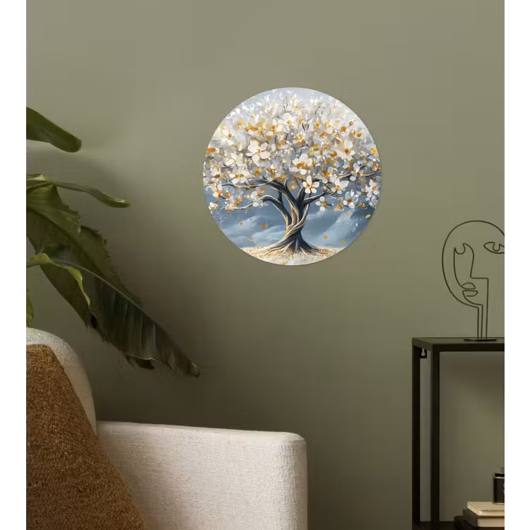 Boom - Winter - Levensboom - Modern - Goud Wandcirkel behangsticker klein -sfeer2