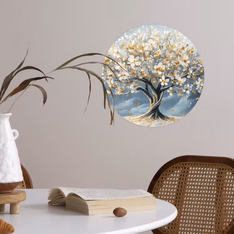 Boom - Winter - Levensboom - Modern - Goud Wandcirkel behangsticker klein -sfeer3
