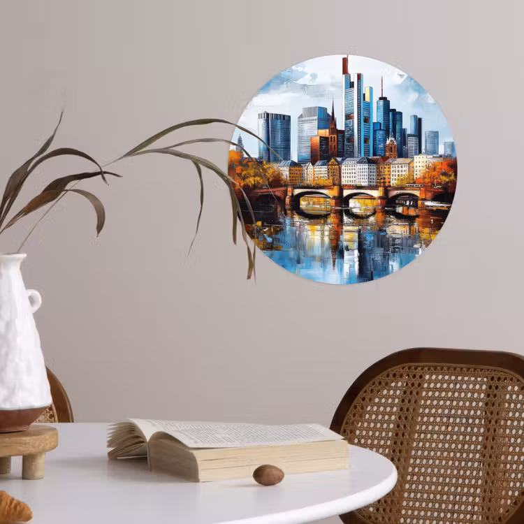 Bomen Frankfurt- Stad - Skyline - Brug Wandcirkel behangsticker klein -sfeer3