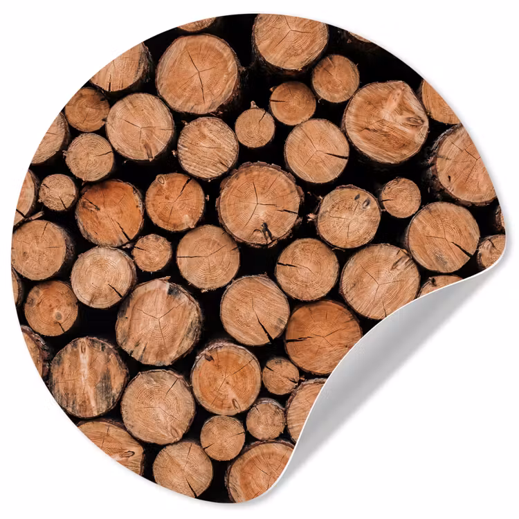 Houtblokken - Textuur - Patroon - Bruin - Rustiek Wandcirkel behangsticker klein -3d