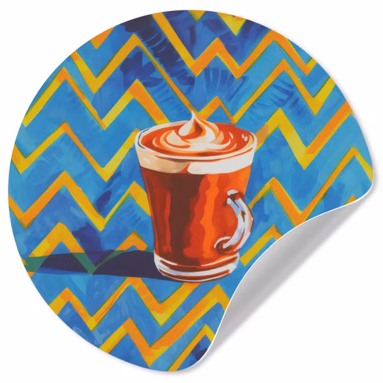 Mok - Koffie - Zigzag - Slagroom Wandcirkel behangsticker klein -3d