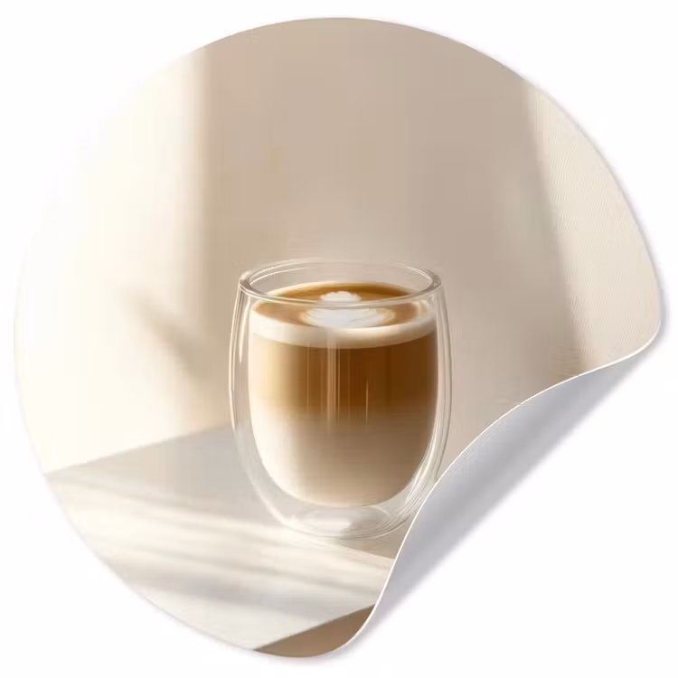 Mok - Latte - Minimalistisch - Schaduw Wandcirkel behangsticker klein -3d