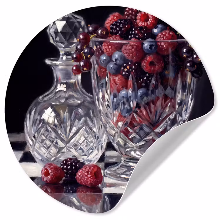 Runde Tapete - Beeren – Kristall – Stillleben - Bessen - Kristal - Stilleven Wandcirkel behangsticker klein