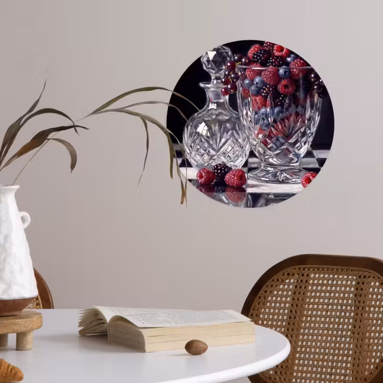 Runde Tapete - Beeren – Kristall – Stillleben - Bessen - Kristal - Stilleven Wandcirkel behangsticker klein