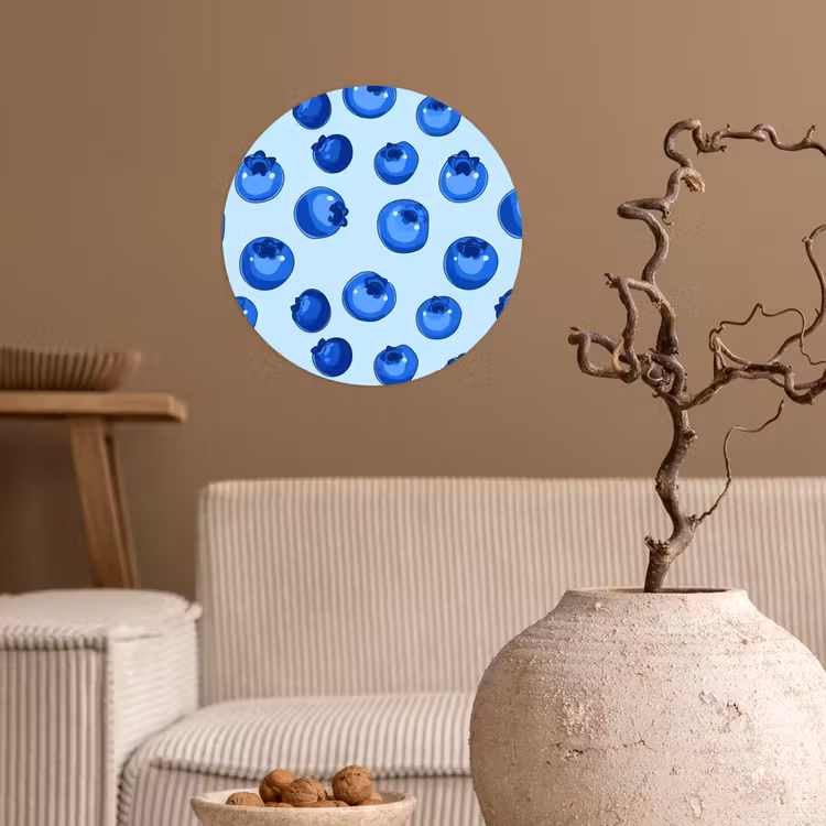 Bessen - Modern - Blauw Wandcirkel behangsticker klein 186 -sfeer1