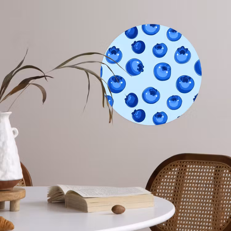 Bessen - Modern - Blauw Wandcirkel behangsticker klein 186 -sfeer3