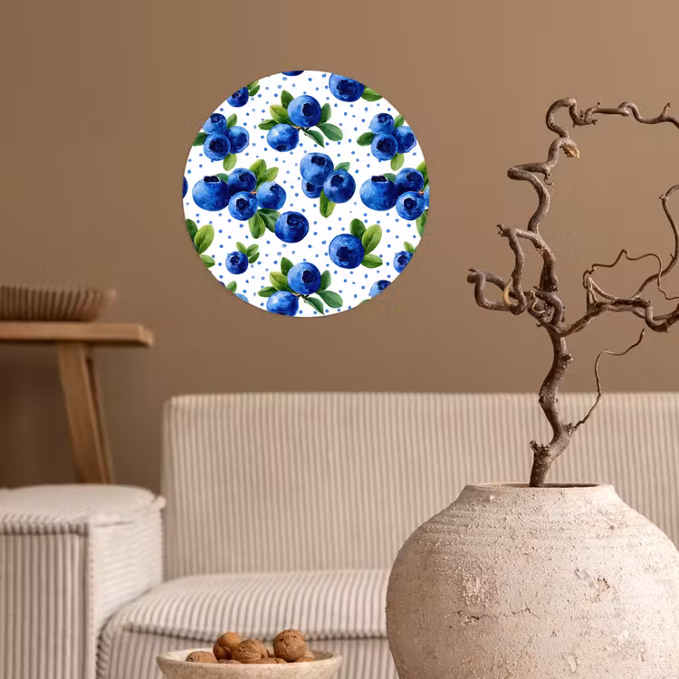 Bessen - Patroon - Blauw Wandcirkel behangsticker klein 186 -sfeer1