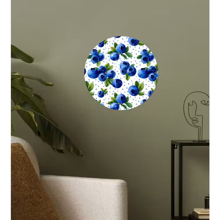 Bessen - Patroon - Blauw Wandcirkel behangsticker klein 186 -sfeer2