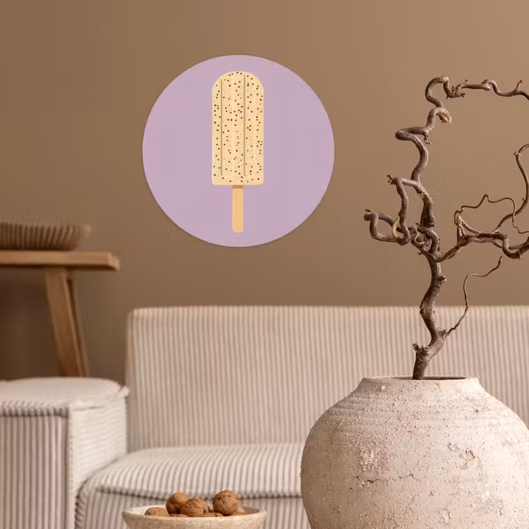 Beige - Ijsje - Spikkels Wandcirkel behangsticker klein -sfeer1