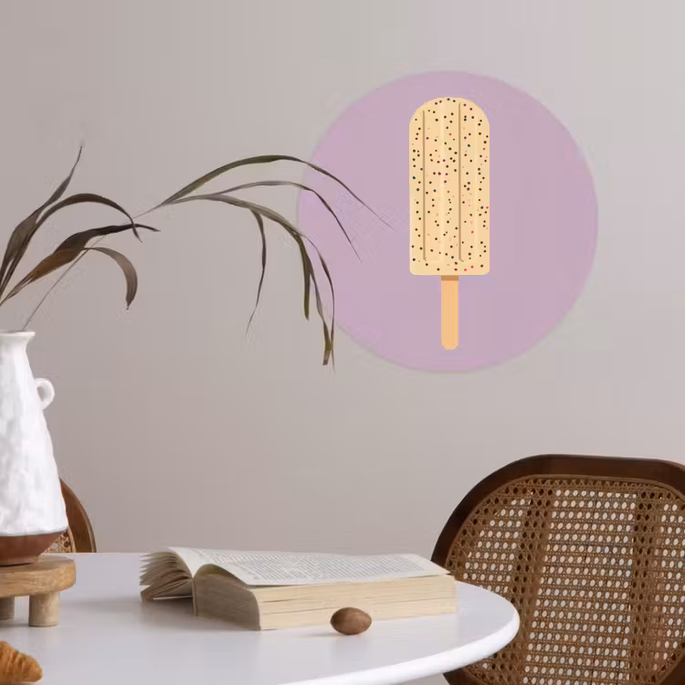 Beige - Ijsje - Spikkels Wandcirkel behangsticker klein -sfeer3