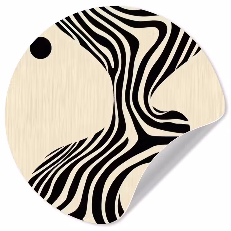 Beige - Lijnen - Golvend - Abstract Wandcirkel behangsticker klein -3d