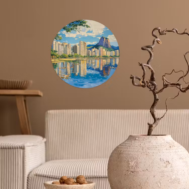 Berg - Skyline - Strand - Water Wandcirkel behangsticker klein -sfeer1