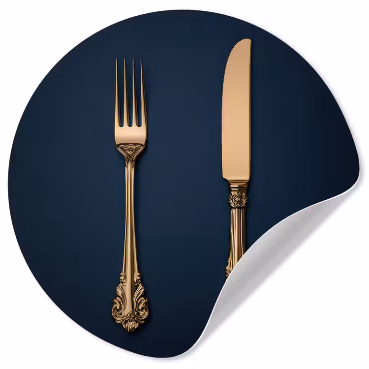 Bestek - Donkerblauw - Goud Wandcirkel behangsticker klein -3d