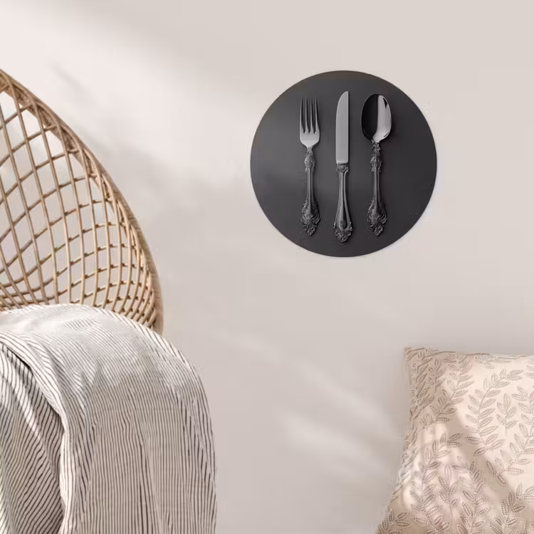 Bestek - Zwart Wandcirkel behangsticker klein -sfeer4