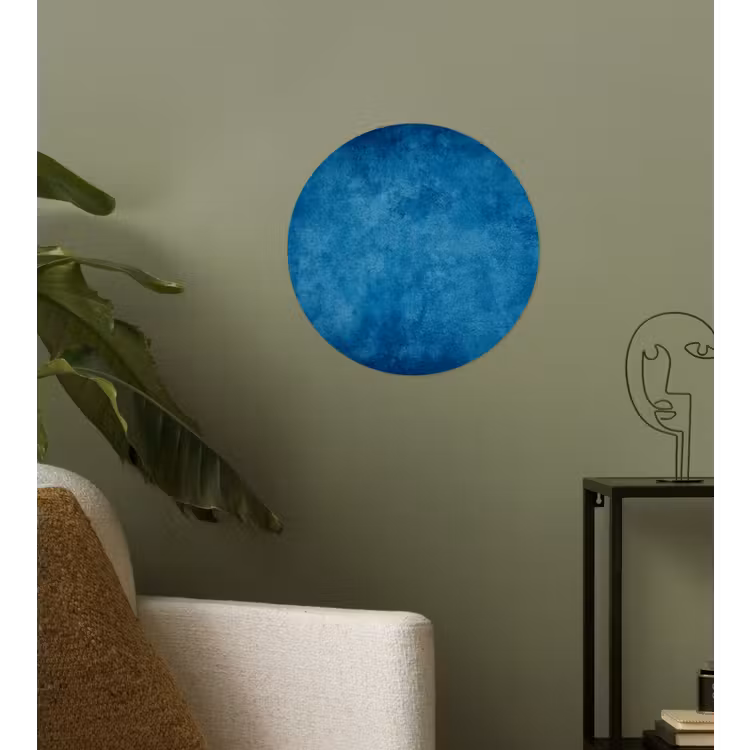 Beton - Blauw - Vintage - Structuur - Industrieel Wandcirkel behangsticker klein -sfeer2