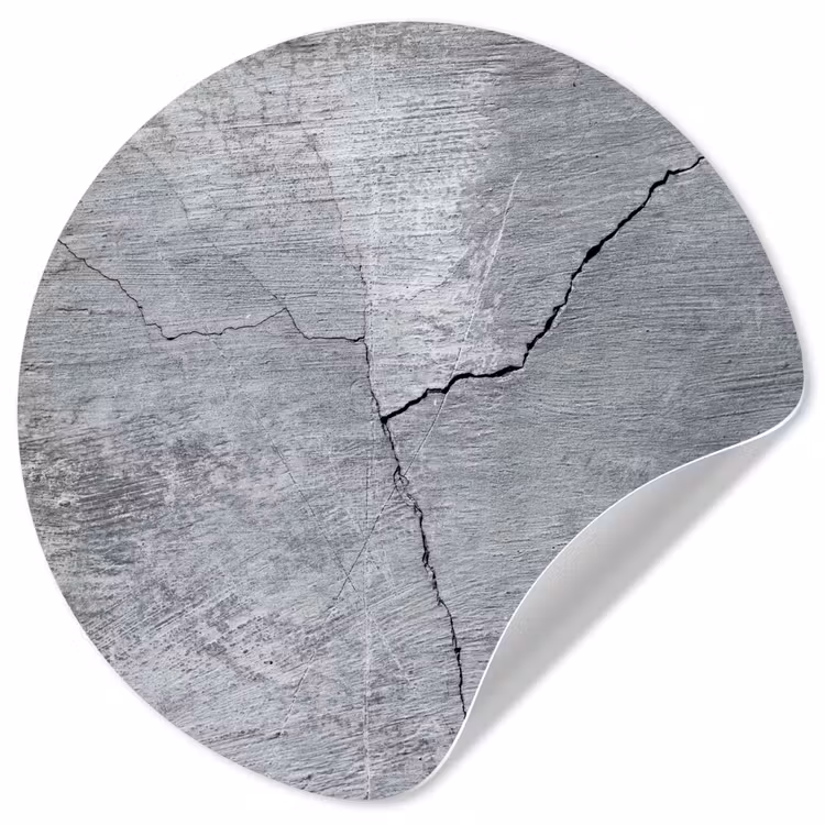 Beton - Grijs - Scheur Wandcirkel behangsticker klein -3d