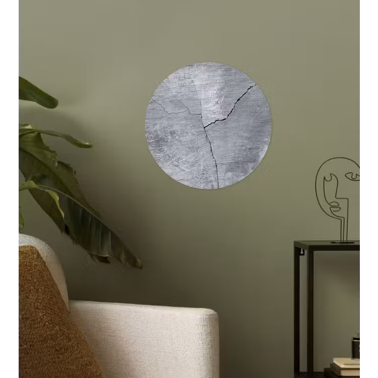 Beton - Grijs - Scheur Wandcirkel behangsticker klein -sfeer2