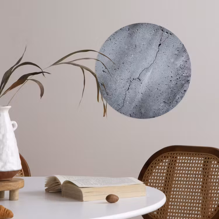 Beton - Grijs - Scheur Wandcirkel behangsticker klein -sfeer3