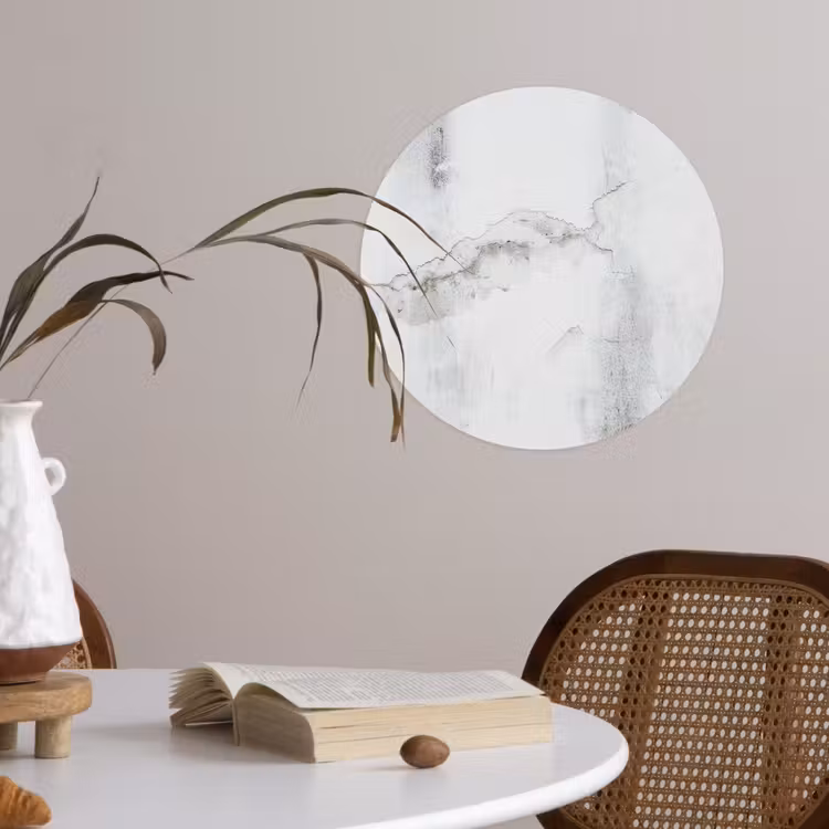 Beton - Grijs - Wit Wandcirkel behangsticker klein -sfeer3