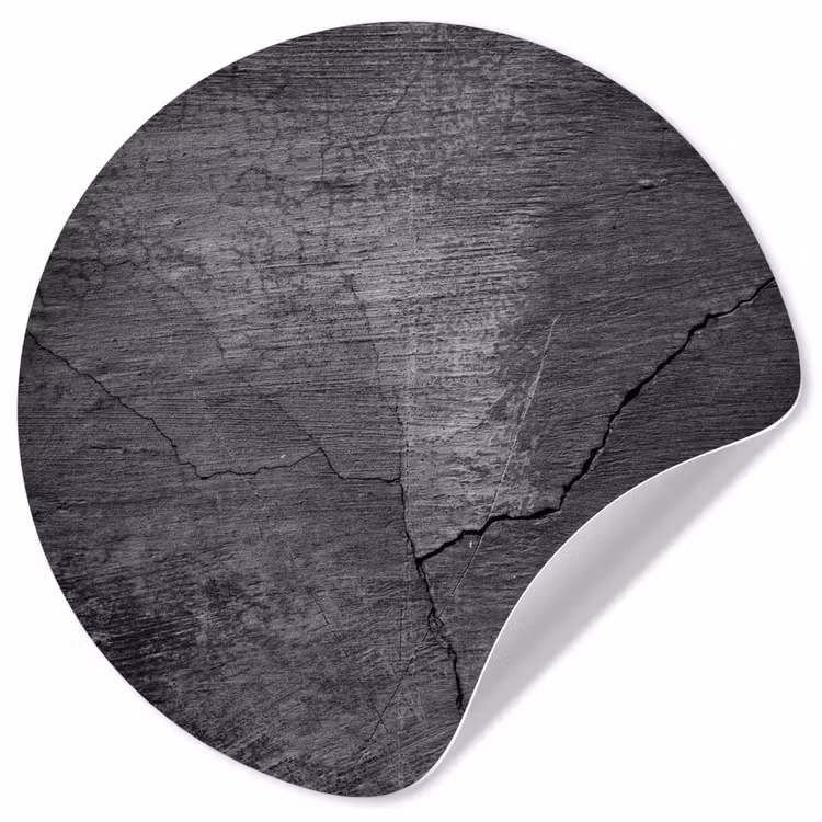 Beton - Zwart - Scheur Wandcirkel behangsticker klein -3d