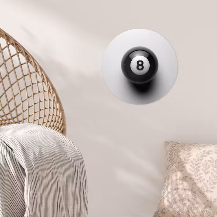 Biljartbal - Getal - Acht - Wit Wandcirkel behangsticker klein -sfeer4