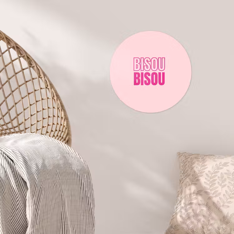 Bisou - Roze - Minimalistisch Wandcirkel behangsticker klein -sfeer4