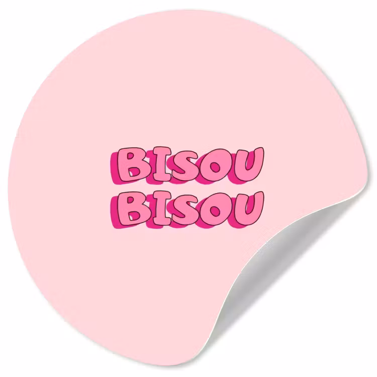 Bisou - Roze - Schaduw Wandcirkel behangsticker klein -3d