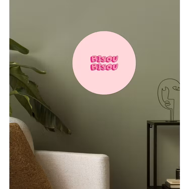 Bisou - Roze - Schaduw Wandcirkel behangsticker klein -sfeer2