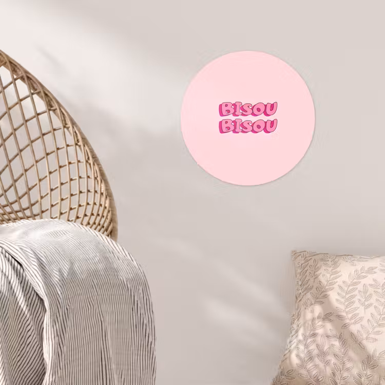 Bisou - Roze - Schaduw Wandcirkel behangsticker klein -sfeer4