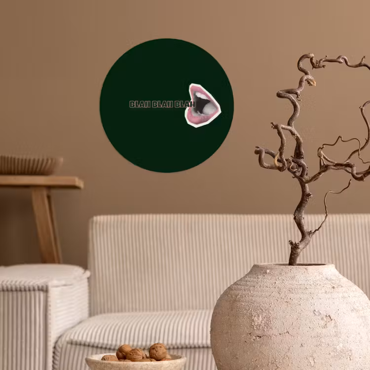 BLAH BLAH BLAH - Mond - Groen Wandcirkel behangsticker klein -sfeer1
