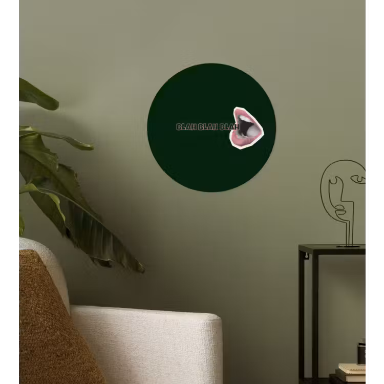 BLAH BLAH BLAH - Mond - Groen Wandcirkel behangsticker klein -sfeer2