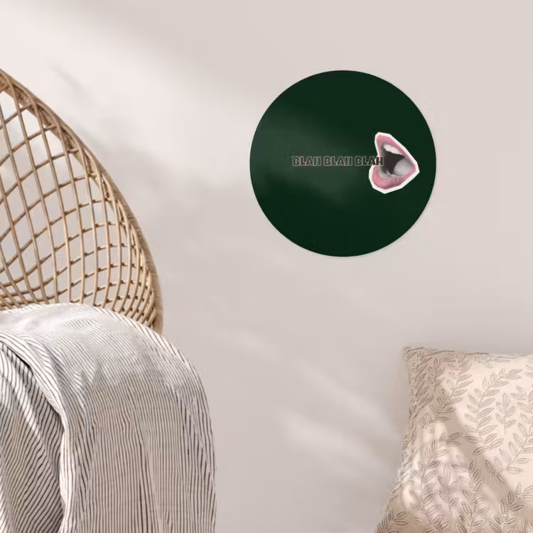 BLAH BLAH BLAH - Mond - Groen Wandcirkel behangsticker klein -sfeer4