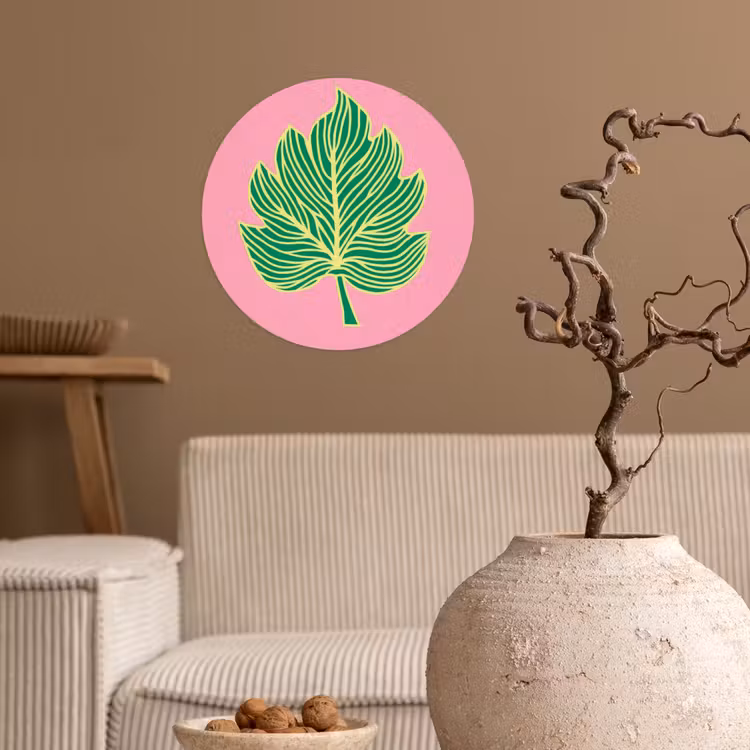 Blad - Groen - Illustratie - Minimalistisch Wandcirkel behangsticker klein -sfeer1