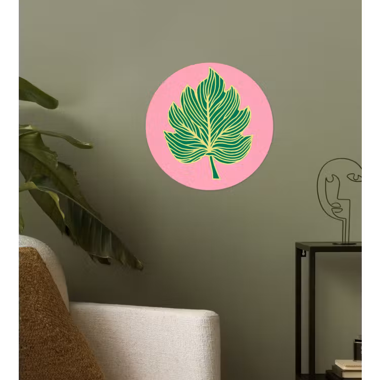 Blad - Groen - Illustratie - Minimalistisch Wandcirkel behangsticker klein -sfeer2